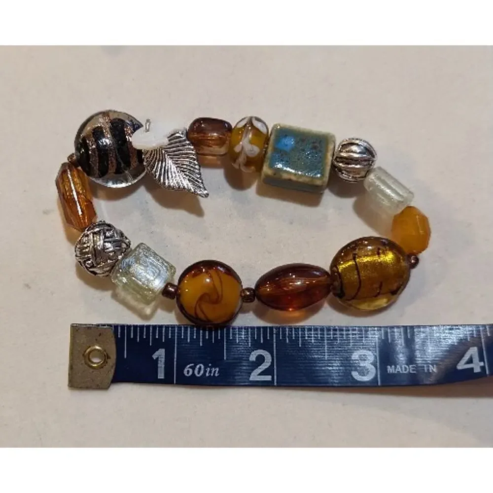 Avon Women’s Boho Bracelet And Earrings Glass Beaded Set Chic Multicolor New